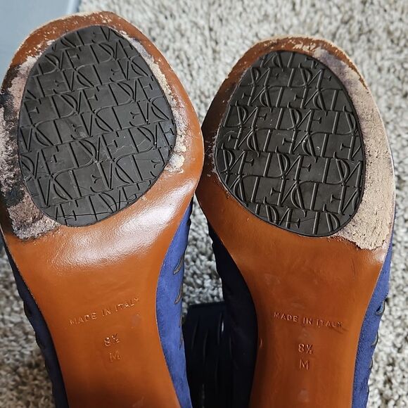 Diane Von Furstenberg Navy Peep-Toe Heels 8.5 - Picture 4 of 9